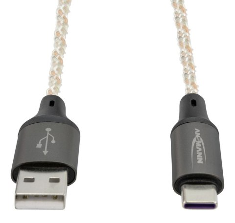 Kabel Ansmann USB-A/C z oświetleniem LED 100cm Kabel Ansmann USB-A/C z oświetleniem LED 100cm