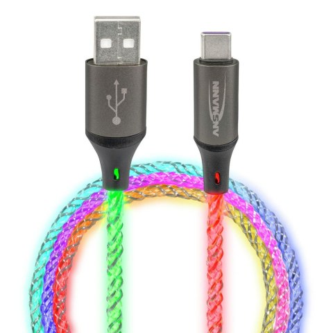 Kabel Ansmann USB-A/C z oświetleniem LED 100cm Kabel Ansmann USB-A/C z oświetleniem LED 100cm