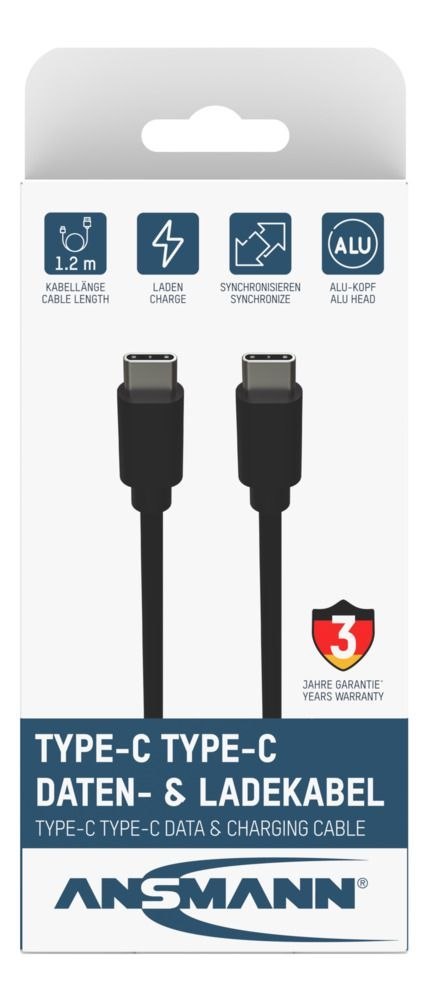 Kabel Ansmann USB-C Data and Charging 120 cm Kabel Ansmann USB-C Data and Charging 120 cm