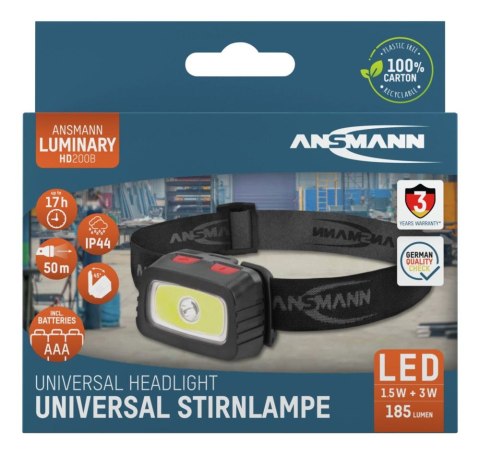 Latarka czołowa LED Ansmann HD200B, 185 lm, 3xAAA Latarka czołowa LED Ansmann HD200B, 185 lm, 3xAAA