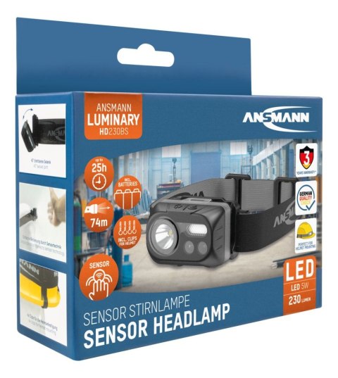 Latarka czołowa LED Ansmann HD230BS, 230 lm, 3xAAA Latarka czołowa LED Ansmann HD230BS, 230 lm, 3xAAA