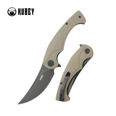 Nóż składany Kubey Scimitar Tan G10, Blackwashed 14C28N (KU173N) Nóż składany Kubey Scimitar Tan G10, Blackwashed 14C28N (KU173N)