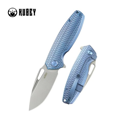 Nóż składany Kubey Tityus Blue Pattern Titanium, Beadblasted 14C28N (KB360F) Nóż składany Kubey Tityus Blue Pattern Titanium, Beadblasted 14C28N (KB360F)