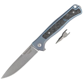 Nóż składany LionSteel Skinny Blue Titanium/Blue Dark Matter Carbon Fiber, Stonewashed MagnaCut by Molletta (SK01 BL)