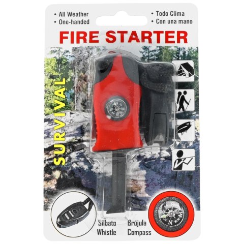 Krzesiwo Barbaric 33285 Fire Starter Red/Black z kompasem Krzesiwo Barbaric 33285 Fire Starter Red/Black z kompasem
