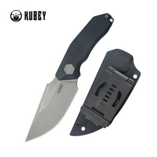 Nóż Kubey Basilisk Black G10, Stonewashed 14C28N by Damned Designs (KU381A)