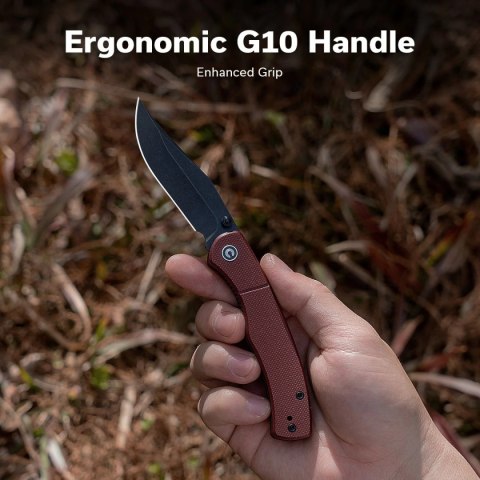 Nóż składany Civivi Clingman Burgundy G10, Black Stonewashed Nitro-V by Taylor Martin Best Damn EDC (C23065-2)