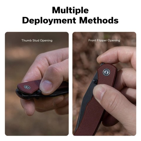 Nóż składany Civivi Clingman Burgundy G10, Black Stonewashed Nitro-V by Taylor Martin Best Damn EDC (C23065-2)