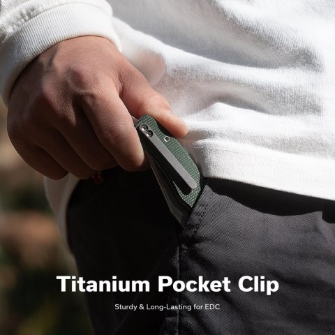 Nóż składany Civivi Clingman Green Canvas Micarta, Satin Nitro-V by Taylor Martin Best Damn EDC (C23065-4)