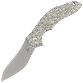 Nóż składany Fox Flipper OD Green Canvas Micarta, Acid Stonewashed N690Co by Jens Ansø (FX-302 MOD)