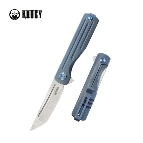 Nóż składany Kubey Musō Blue Titanium, Belt Satin M390 by Tiguass (KB244B) Nóż składany Kubey Musō Blue Titanium, Belt Satin M390 by Tiguass (KB244B)