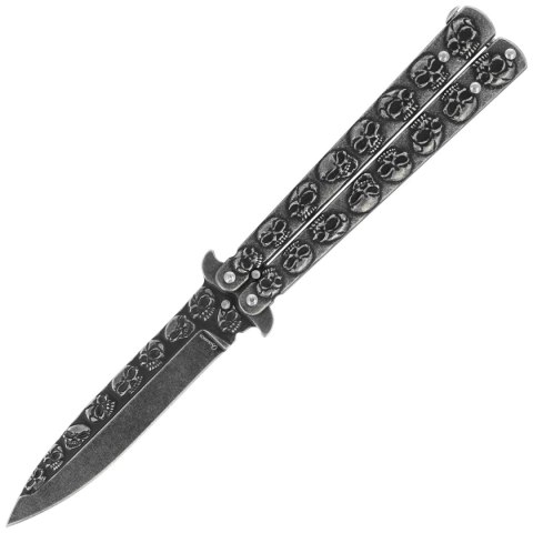 Nóż składany motylek Martinez Albainox Balisong Skull Gray Steel, Stonewashed 3Cr13Mov (02184) Nóż składany motylek Martinez Albainox Balisong Skull Gray Steel, Stonewashed 3Cr13Mov (02184)