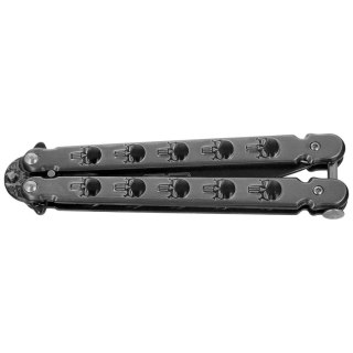 Nóż składany motylek Martinez Albainox Rainblack Skull Gray Steel, Black 3Cr13Mov (02278)