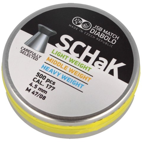 Śrut JSB SCHaK Middle Weight 4.5mm 0.520g (001045-500-4.50 YELLOW) Śrut JSB SCHaK Middle Weight 4.5mm 0.520g (001045-500-4.50 YELLOW)
