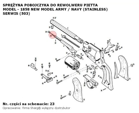 Sprężyna pobojczyka Pietta Remington 1858 New Model Army / Navy Stainless (503) Sprężyna pobojczyka Pietta Remington 1858 New Model Army / Navy Stainless (503)